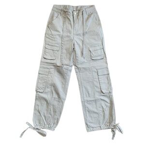 Light Grey Cargo Tie-Waist Utility Pants